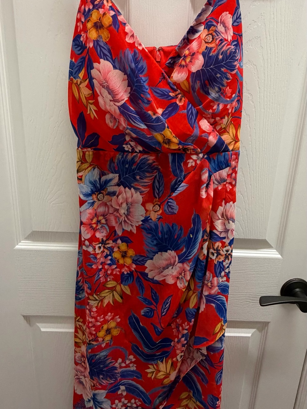 Siena Studio Red Floral Wrap Swim Coverup Dress